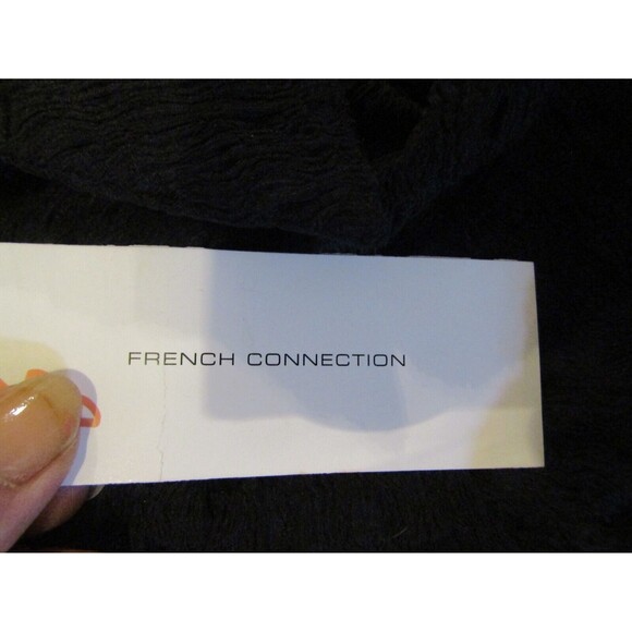 French Connection Blouse NWT Black Tash Textured Top Shirt Button Front Size S - Picture 11 of 12